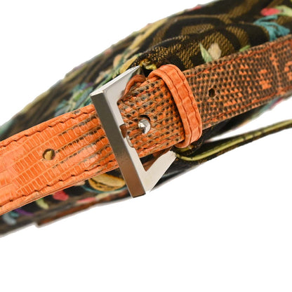 Fendi * Brown Zucca Lizard Beaded Embroidery Baguette Handbag