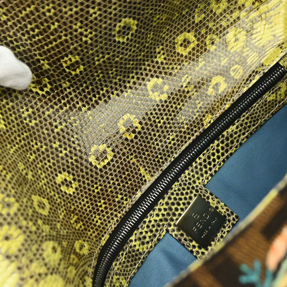 Fendi * Brown Zucca Lizard Beaded Embroidery Baguette Handbag
