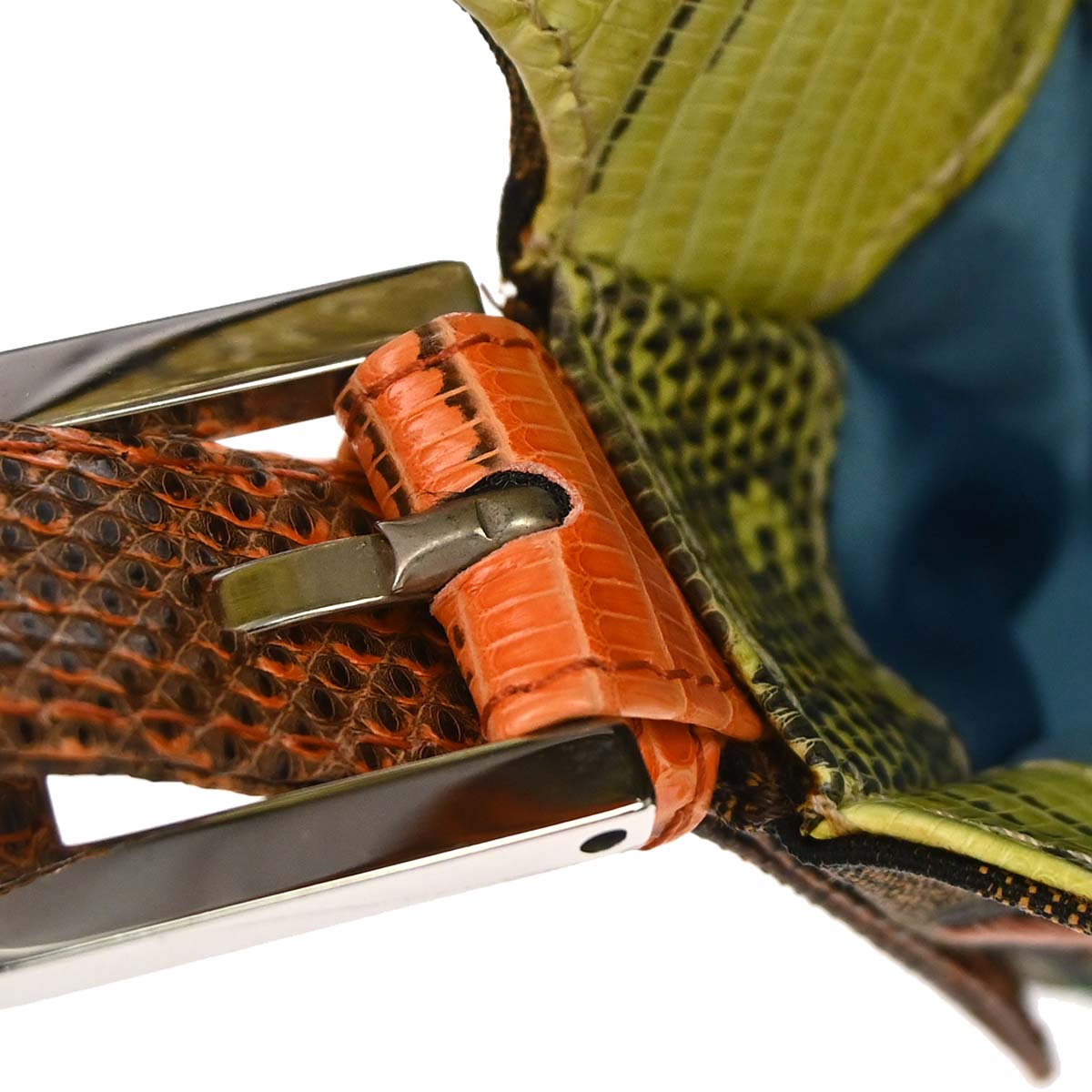 Fendi * Brown Zucca Lizard Beaded Embroidery Baguette Handbag