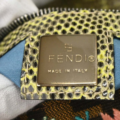 Fendi * Brown Zucca Lizard Beaded Embroidery Baguette Handbag