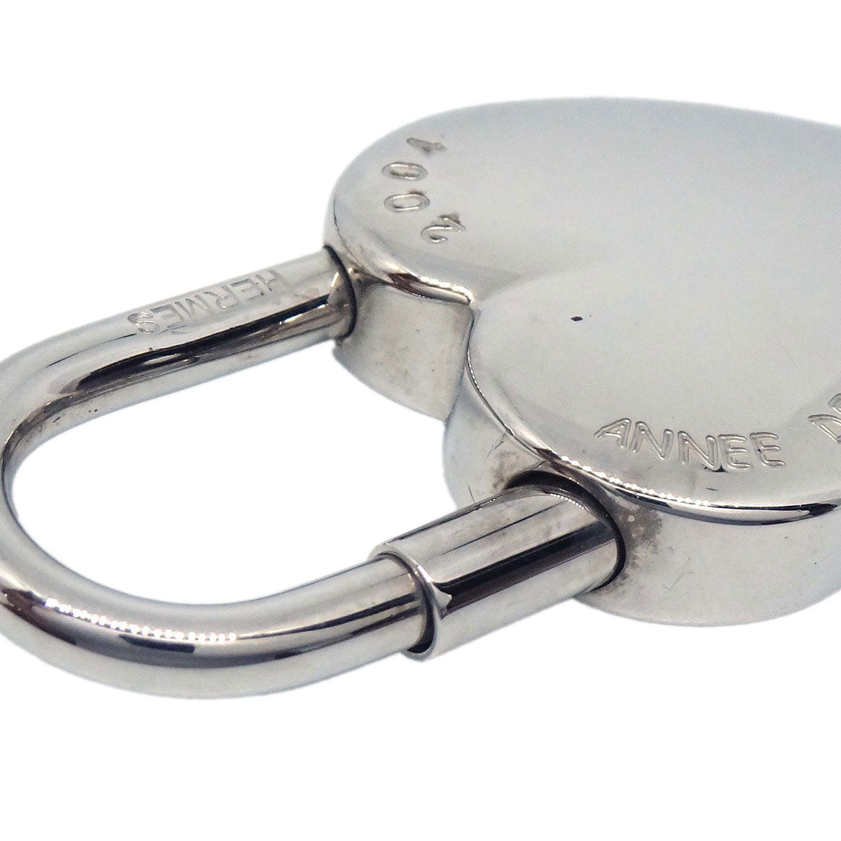 Hermes Annee De La Fantaisie Cadena Padlock Bag Charm Silver Small Good