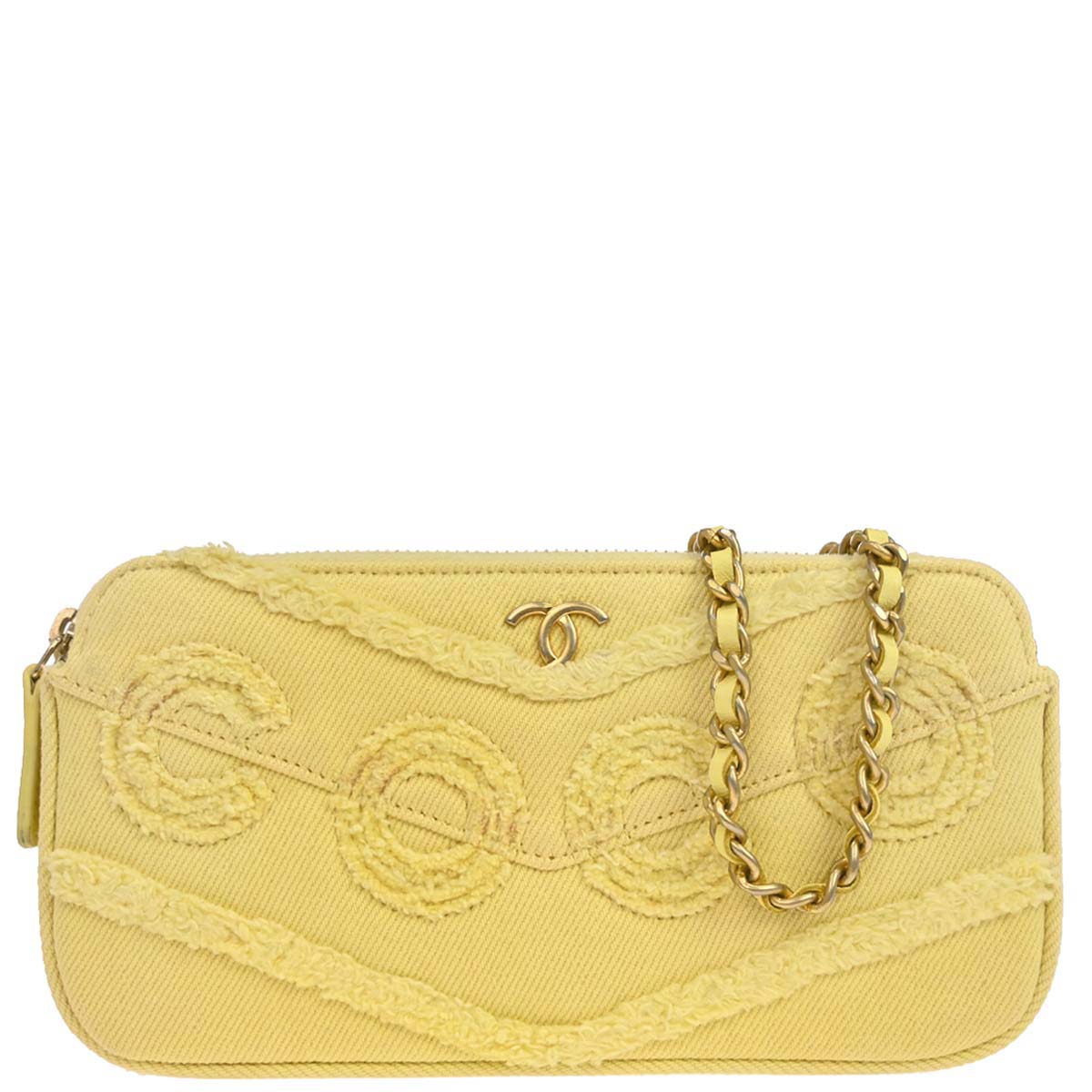 Chanel 2019 Yellow Denim Coco Wallet on Chain WOC Shoulder Bag