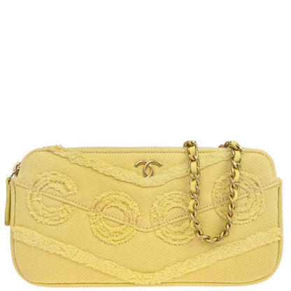 Chanel 2019 Yellow Denim Coco Wallet on Chain WOC Shoulder Bag