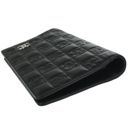 Chanel 2005-2006 Black Lambskin Icon Long Bifold Wallet