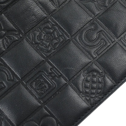 Chanel 2005-2006 Black Lambskin Icon Long Bifold Wallet