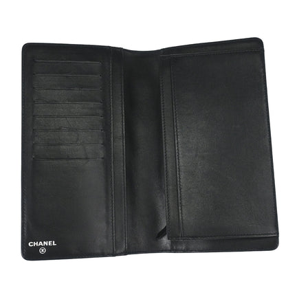 Chanel 2005-2006 Black Lambskin Icon Long Bifold Wallet