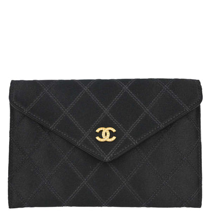 Chanel 1991-1994 Black Satin Bicolore Coin Purse Wallet