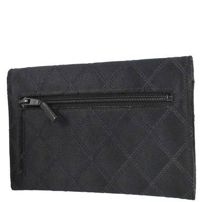 Chanel 1991-1994 Black Satin Bicolore Coin Purse Wallet