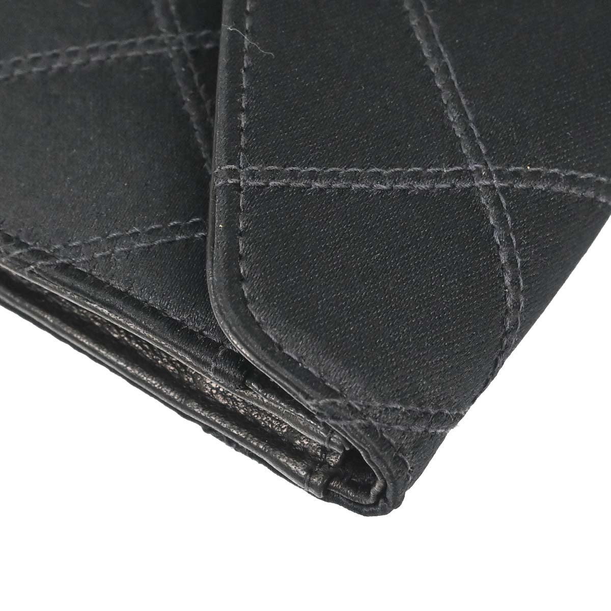 Chanel 1991-1994 Black Satin Bicolore Coin Purse Wallet