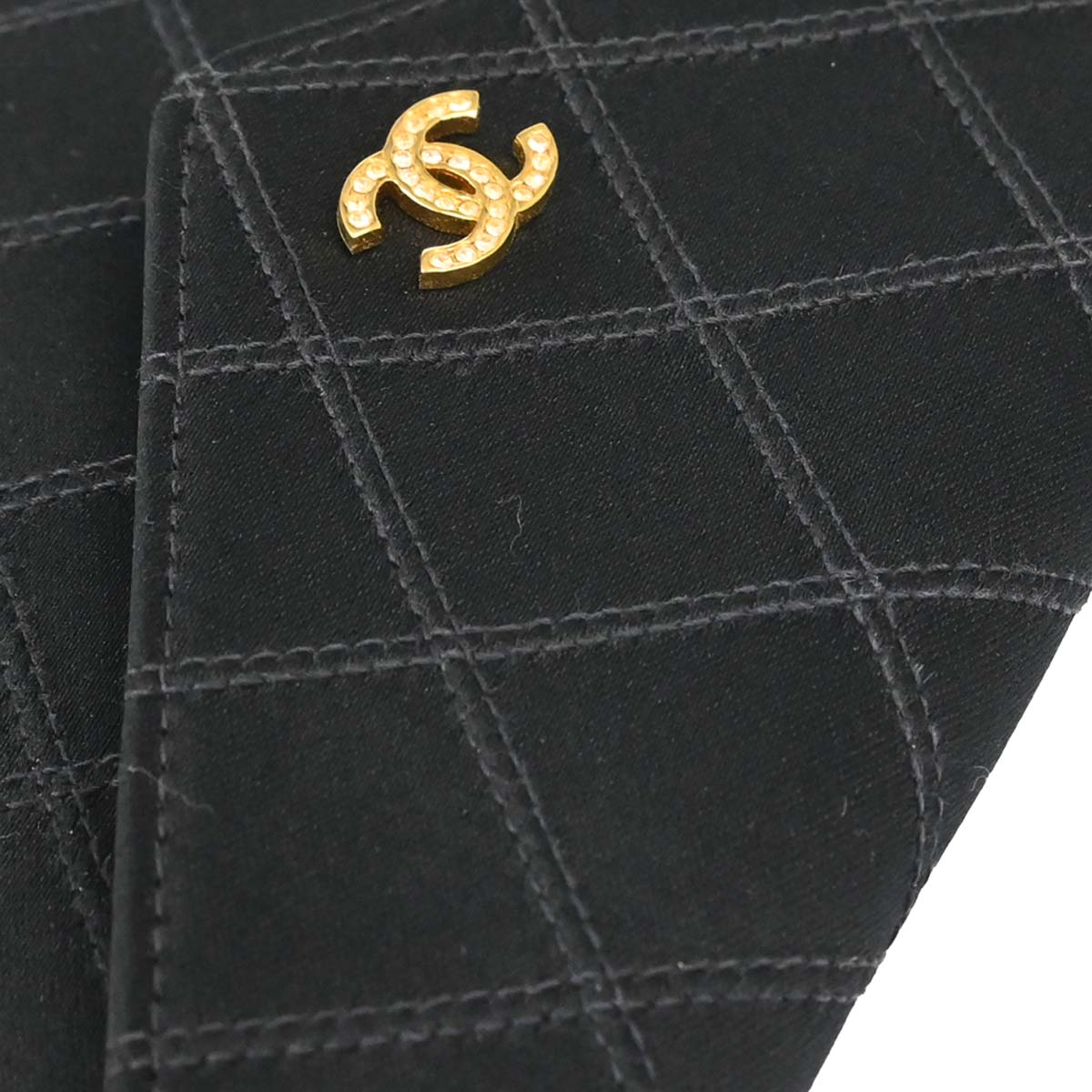 Chanel 1991-1994 Black Satin Bicolore Coin Purse Wallet