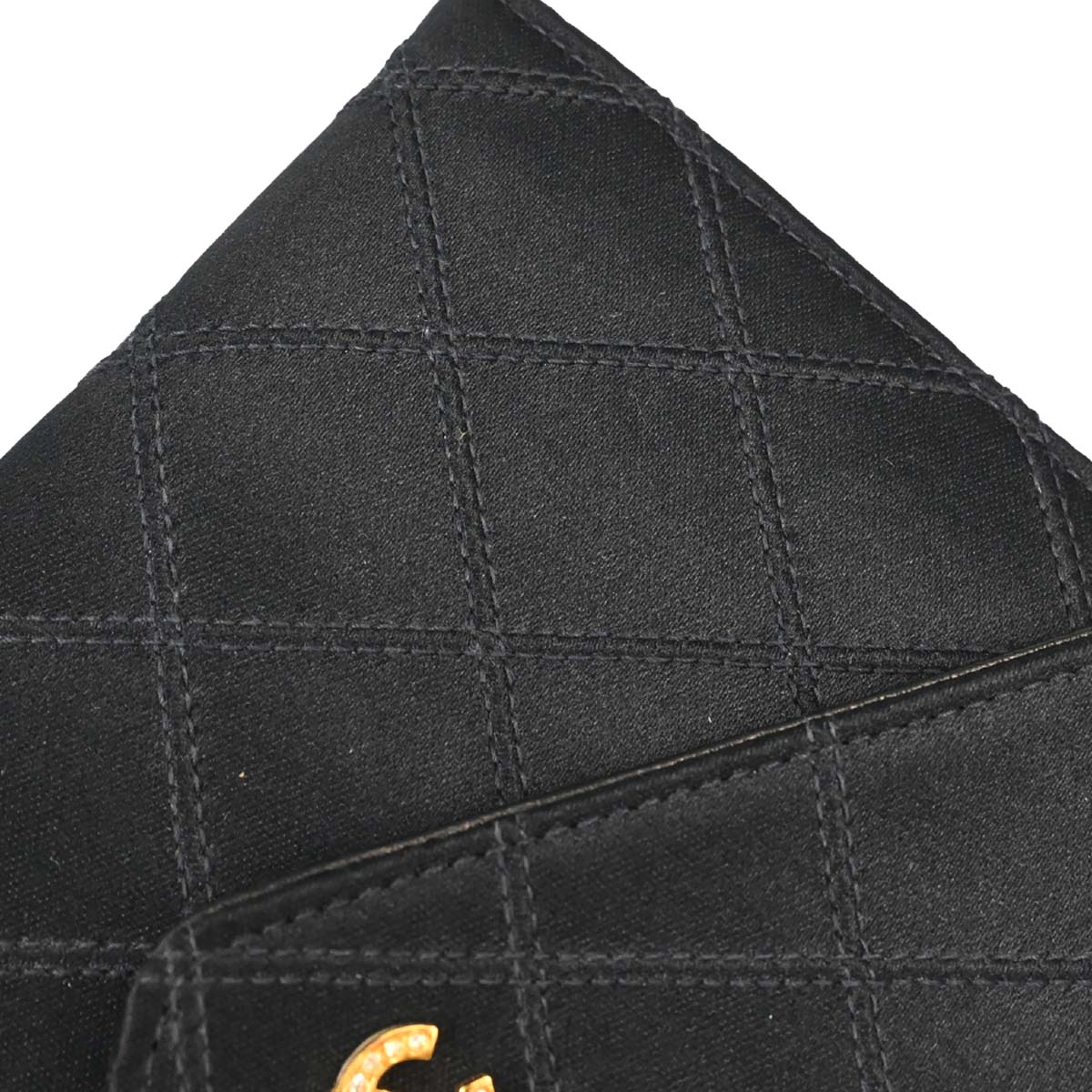 Chanel 1991-1994 Black Satin Bicolore Coin Purse Wallet