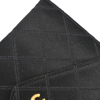 Chanel 1991-1994 Black Satin Bicolore Coin Purse Wallet