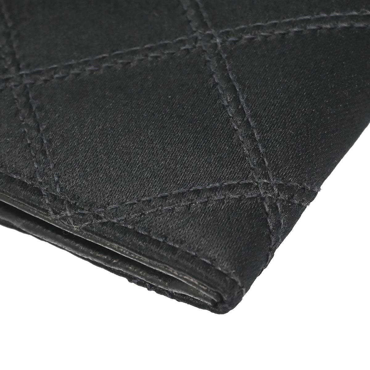 Chanel 1991-1994 Black Satin Bicolore Coin Purse Wallet