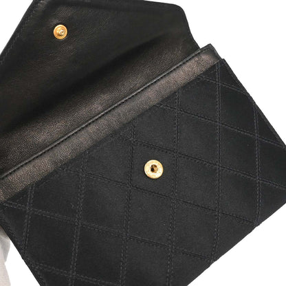 Chanel 1991-1994 Black Satin Bicolore Coin Purse Wallet