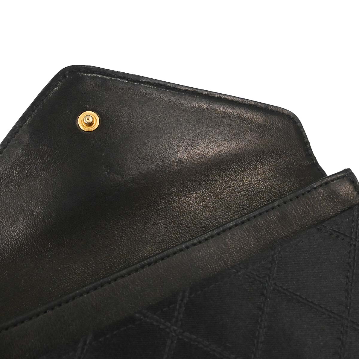 Chanel 1991-1994 Black Satin Bicolore Coin Purse Wallet
