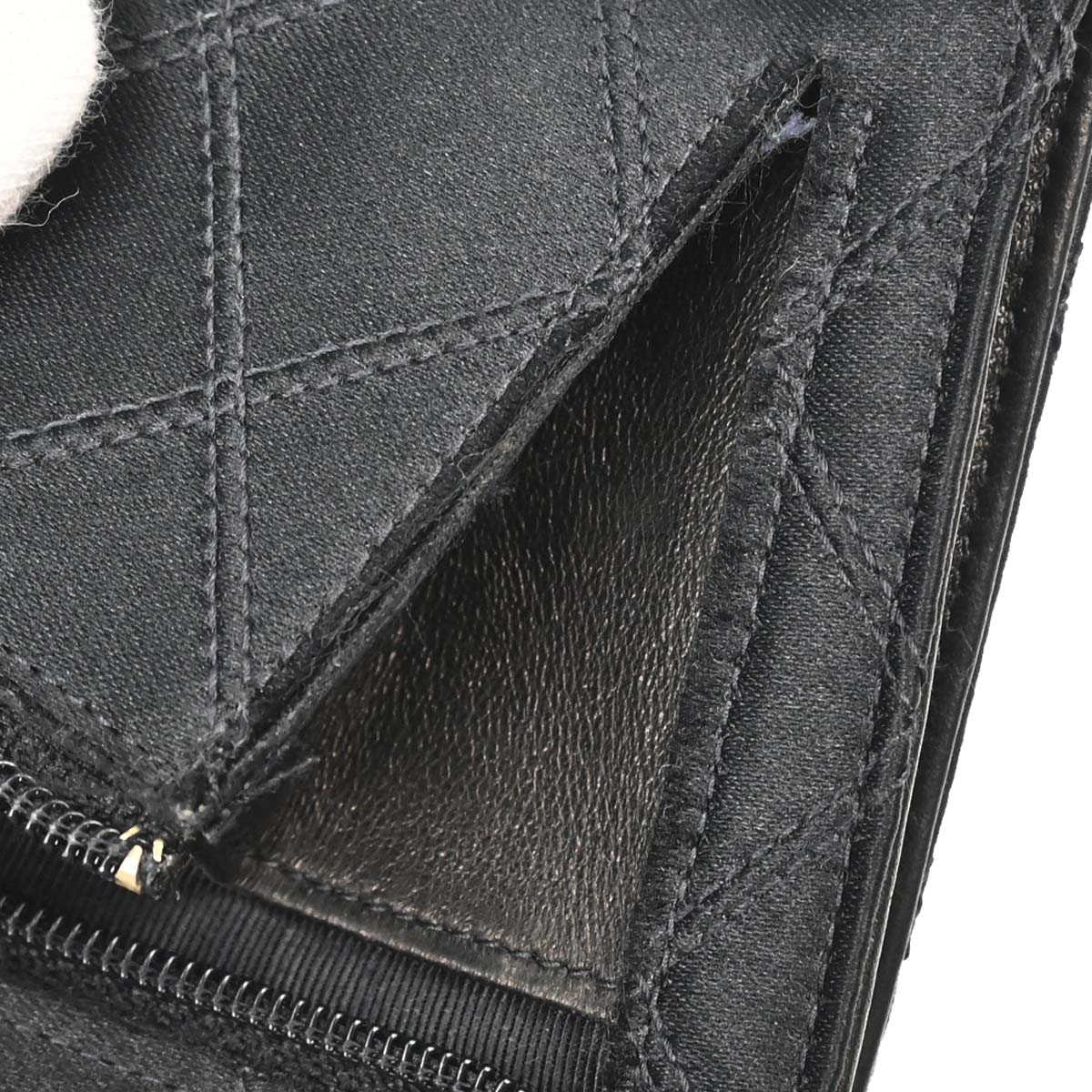 Chanel 1991-1994 Black Satin Bicolore Coin Purse Wallet