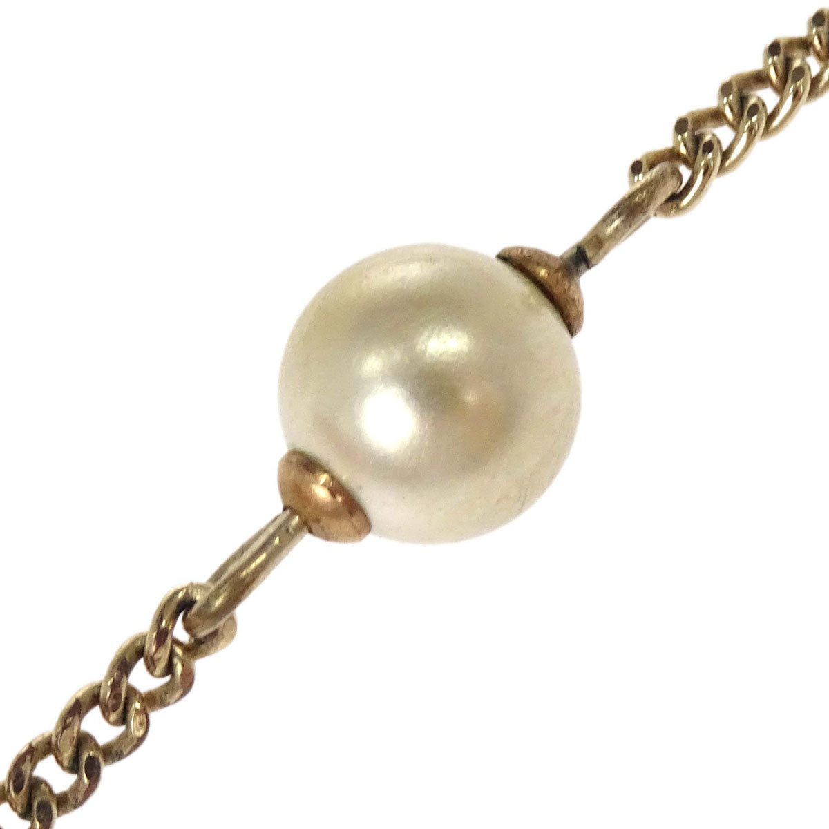 Chanel Costume Pearl Gold Chain CC Pendant Necklace 08A