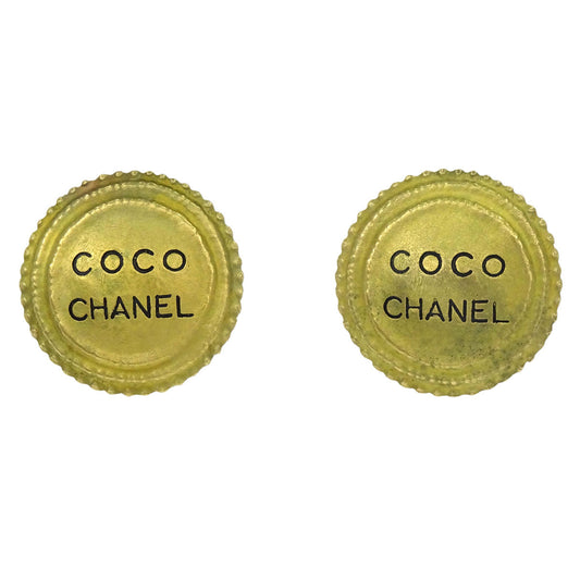 Chanel Button Clip-On Earrings Gold 94P