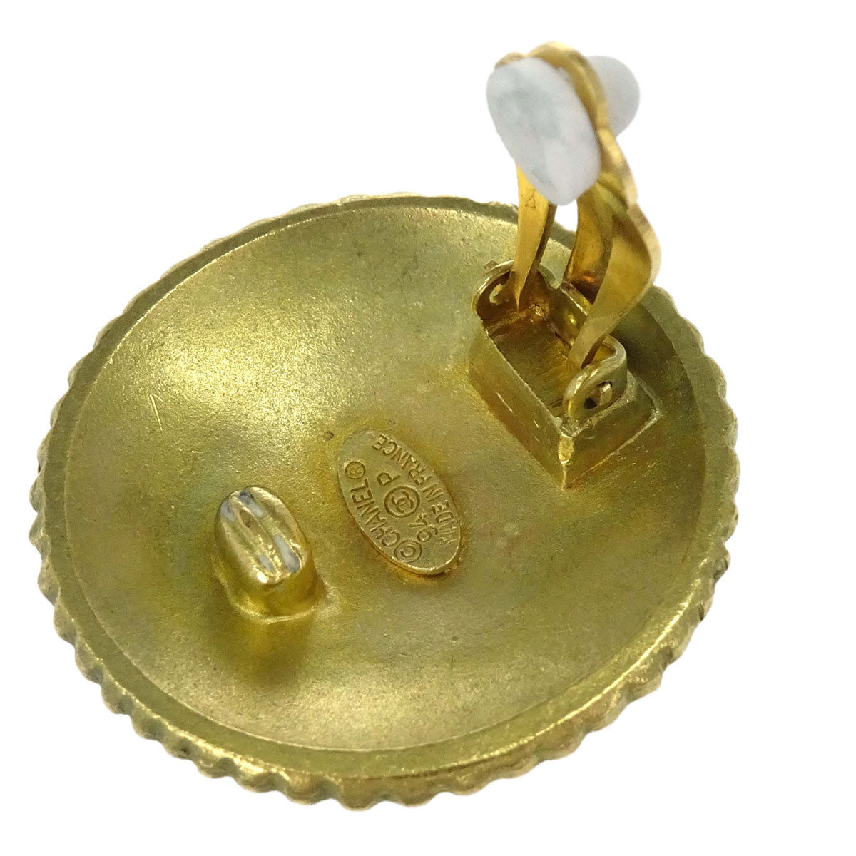 Chanel Button Clip-On Earrings Gold 94P