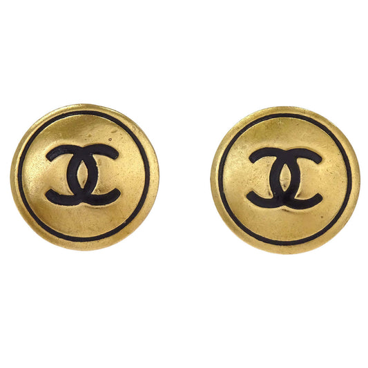 Chanel Button Clip-On Earrings Gold 94P
