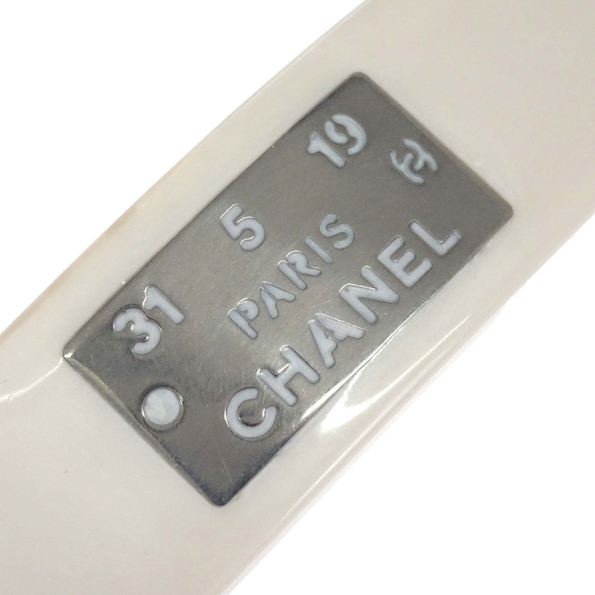 Chanel Barrette Hair Accessories White Silver Acrylic 99A