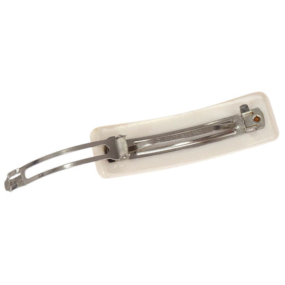 Chanel Barrette Hair Accessories White Silver Acrylic 99A