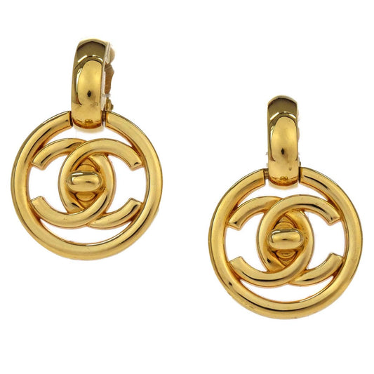 Chanel Dangle Turnlock Clip-On Earrings Gold 97P