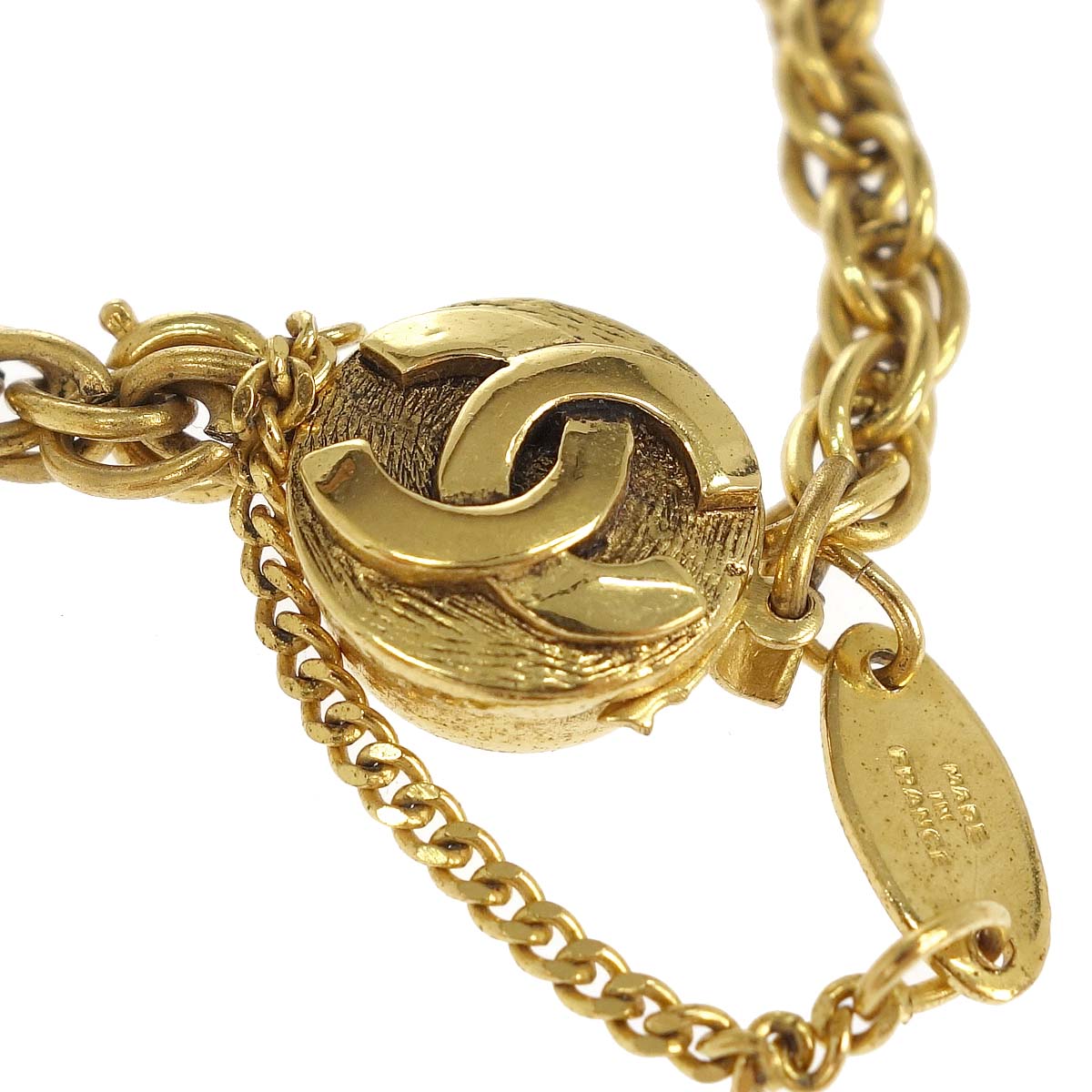 Chanel Long Chain Necklace Clover Gold Costume Pearl 1983