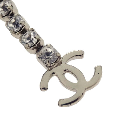 Chanel CC Dangle Brooch Pin Silver Rhinestone 01P