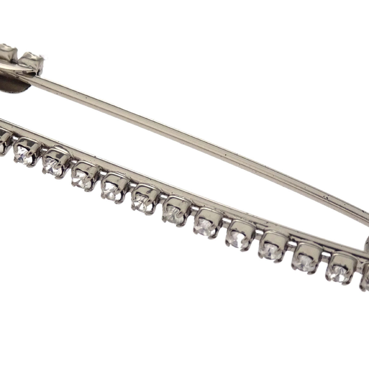 Chanel CC Dangle Brooch Pin Silver Rhinestone 01P