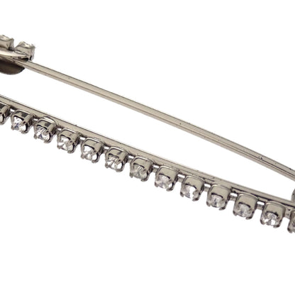 Chanel CC Dangle Brooch Pin Silver Rhinestone 01P