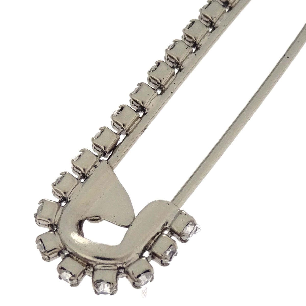 Chanel CC Dangle Brooch Pin Silver Rhinestone 01P