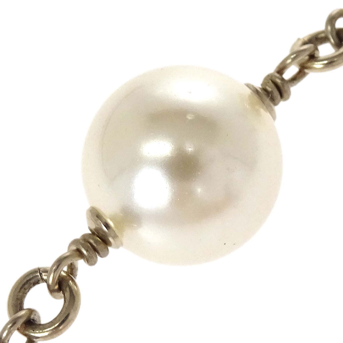 Chanel Long Chain Necklace CC Gold Black Costume Pearl B14V