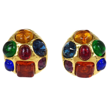 Chanel Teardrop Clip-On Earrings Gold Gripoix 26