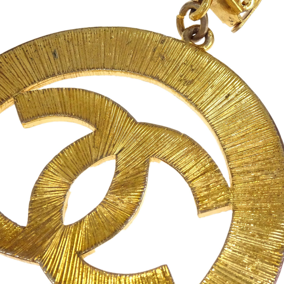 Chanel Dangle CC Hoop Clip-On Earrings Gold 93P