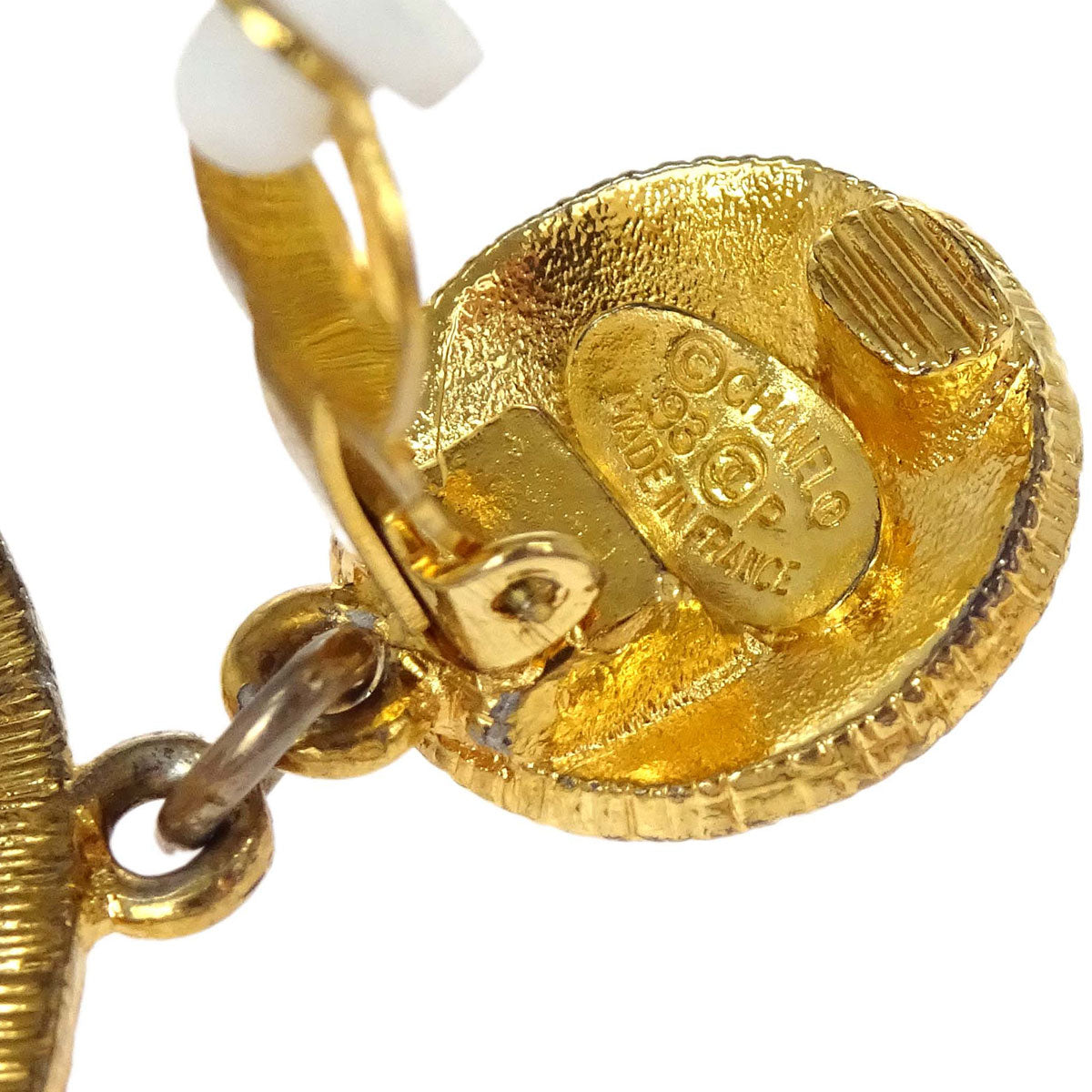 Chanel Dangle CC Hoop Clip-On Earrings Gold 93P