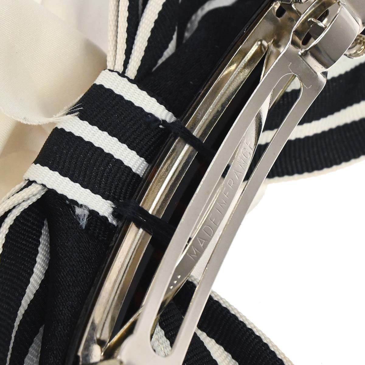 Chanel Camellia Bow Hair Barrette Black Satin Hair Accessories