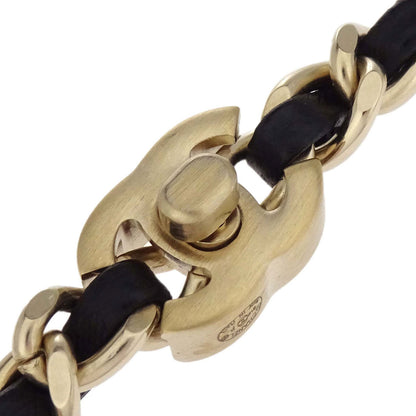 Chanel Gold Black Leather Turnlock Choker Necklace B12P