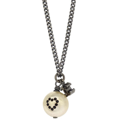 Chanel CC Necklace Pendant Silver Costume Pearl Rhinestone 08P