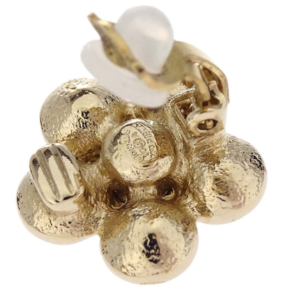 Chanel Flower Clip-On Earrings Gold Rhinestone 06A