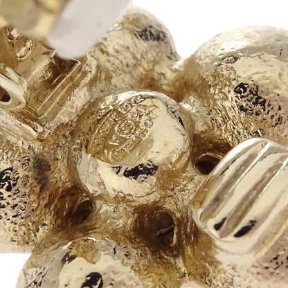 Chanel Flower Clip-On Earrings Gold Rhinestone 06A