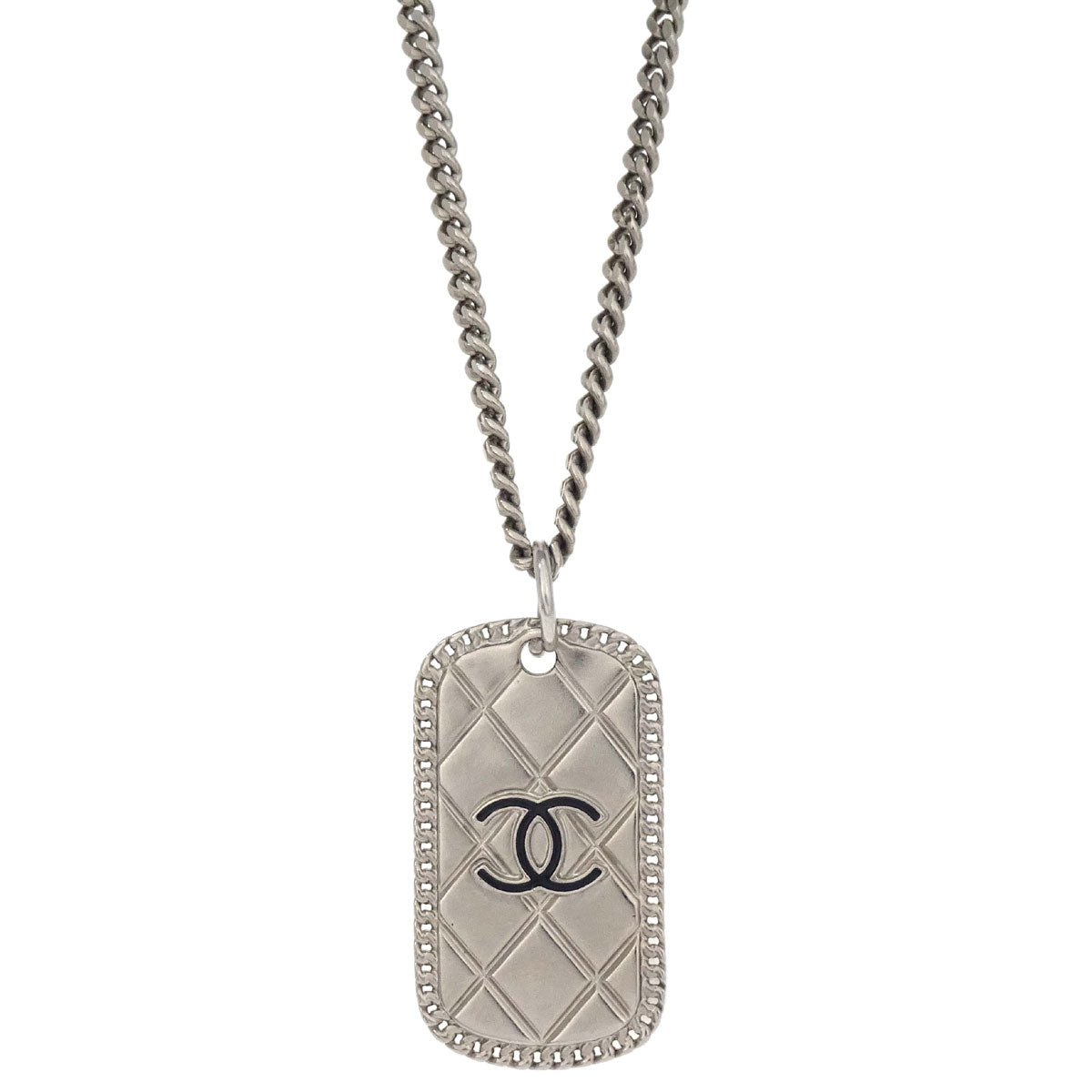 Chanel Silver Plate Pendant Necklace 09P