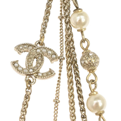 Chanel Chain Necklace Gold Costume Pearl Rhinestone A19C