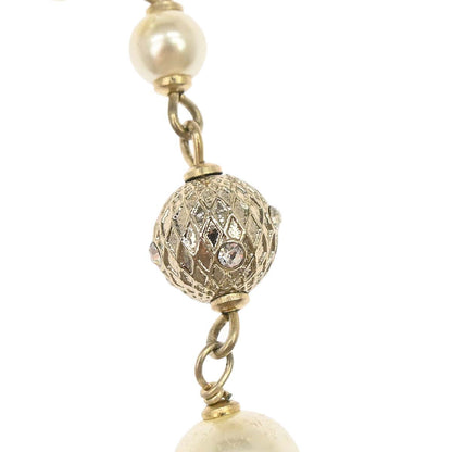 Chanel Chain Necklace Gold Costume Pearl Rhinestone A19C