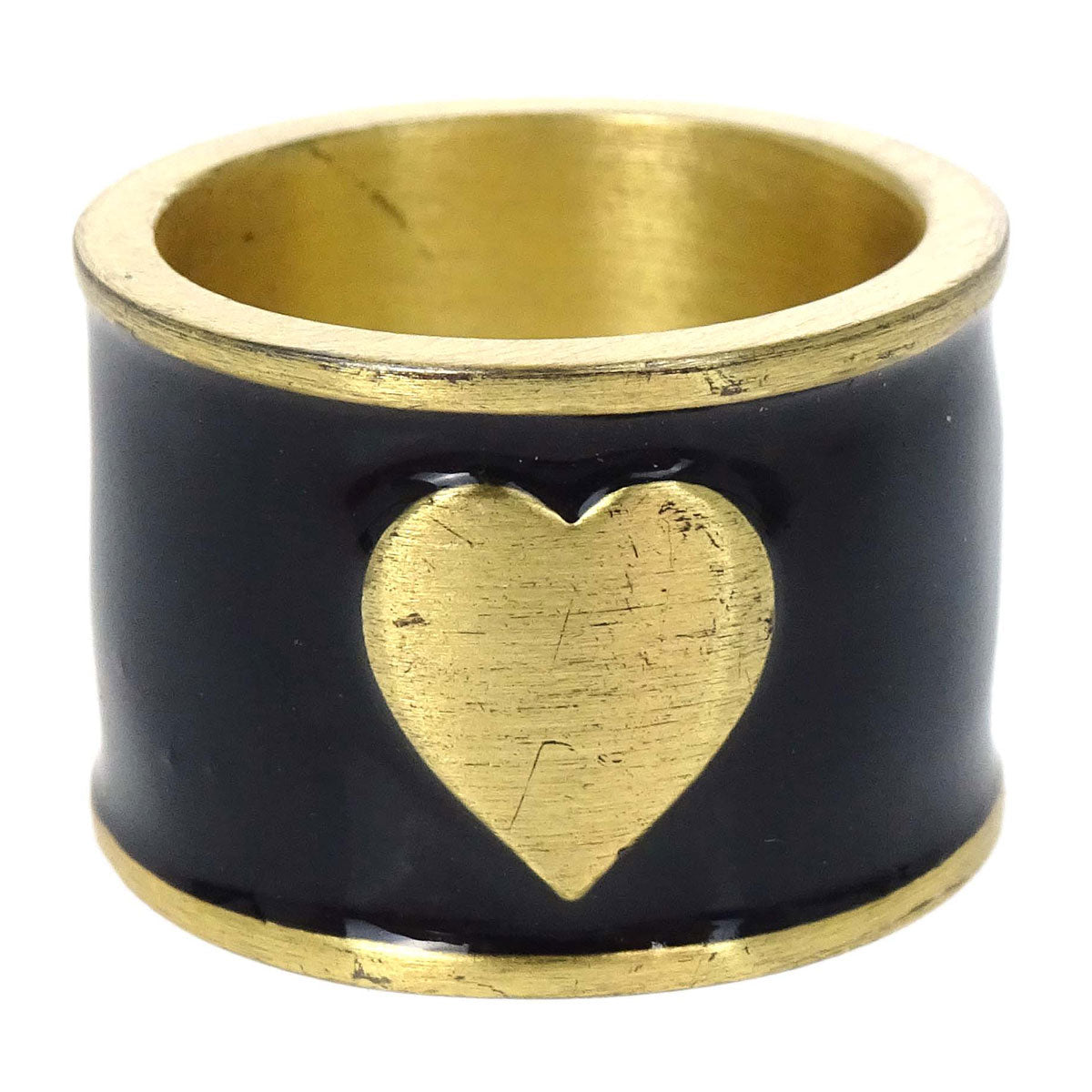 Chanel CC Heart Ring Gold Black #53 02P