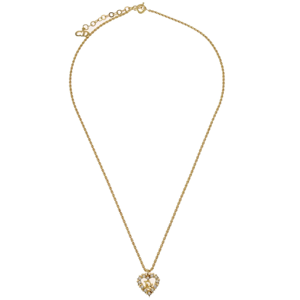 Christian Dior Necklace Pendant Gold Rhinestone