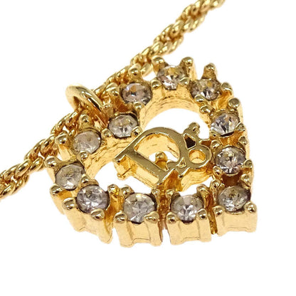 Christian Dior Necklace Pendant Gold Rhinestone
