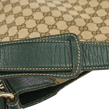 Gucci Beige Green GG Canvas Horsebit Shoulder Bag