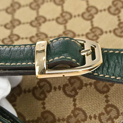 Gucci Beige Green GG Canvas Horsebit Shoulder Bag