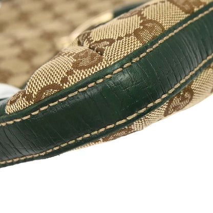 Gucci Beige Green GG Canvas Horsebit Shoulder Bag
